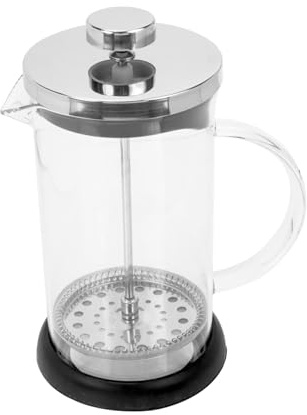 Cafetera Manual de Vidrio y Acero Inoxidable, Prensa Francesa Plateada
