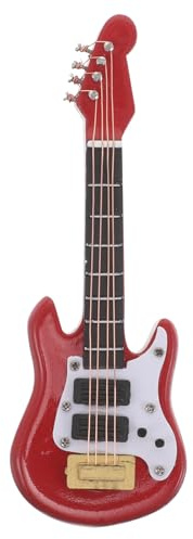 Gatuida Mini-Holzgitarre: Miniatur-Musikinstrumente 1:12 Puppenhaus-Gitarrenfigur, Mini-Bass-Modell für Tischplatten, Partys, Saison, Festliche Veranstaltungen und Regale