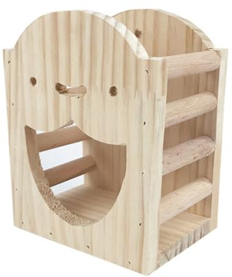 jojofuny Haustier Holzregal Futterspender Für Kaninchen Und Meerschweinchen Käfig Futterständer Für Langsames Fressen Und Saubere Futteraufbewahrung Kleintierzubehör