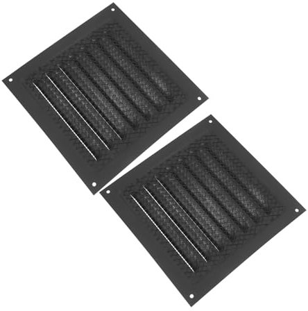 Kisangel Cubierta de Ventilación Anti Lluvia para Rejilla de Extractor de Aire 2 Unidades 150x150 Mm Malla Negra, Cubierta Metálica Resistente para Ventiladores de Techo y Ventilación