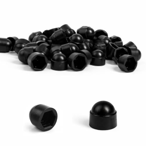 50 unidades de cubierta de tuerca M8, tuercas de plástico negro, cúpulas protectoras estándar, resistentes a la intemperie y a la corrosión, fáciles de colocar para tornillos y varillas roscadas