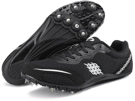 Dwihuize Zapatillas De Atletismo Hombre Zapatillas De Carreras con Clavos para Niños Transpirables para Salto Y Velocidad,Negro,38 EU