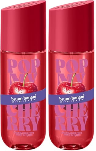 bruno banani Pop My Cherry Body & Hair Mist für Sie, floral-fruchtiger Duft für Körper & Haare, 236ml (Packung mit 2)