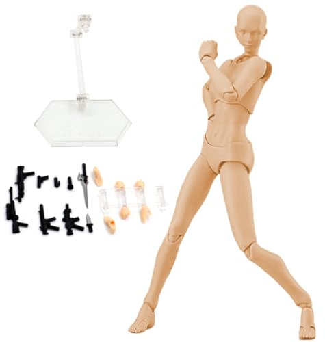 Action-Figur mit Gesten, bewegliche Figur, leichte Zeichenpuppe mit Ständer und Zubehör, Zeichenmodell für Künstler, Skizzieren und Malen, weibliches Modell