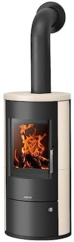 JUSTUS Austin Kaminofen 5 kW für Scheitholz und Kohlebriketts Schwarz-Kalkstein