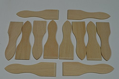 Unbekannt 12 Stück Raclette Schaber Spachtel (ca. 13 X 3,8 cm) aus Buchenholz