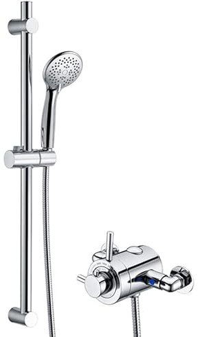 Thermostatic Concentric Exposed Shower Mixer + Riser Rail 130mm to 160mm Centres