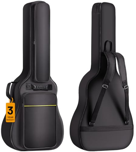 CAHAYA Acoustic Guitar Case: Gig Bag Soft Padded 41 In Water-resistent Guitar Backpack with Back Handle Loop and Large Top Pocket 0.3 In Thick Black CY0177