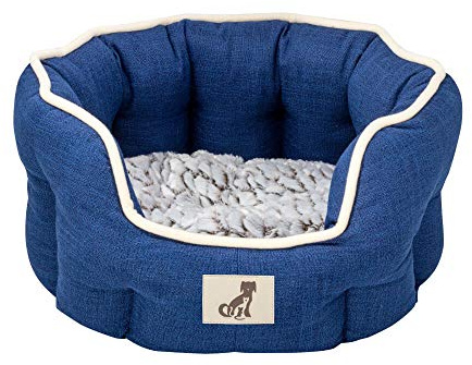 allpetsolutions Alfie Dog Bed – Warm Fleece-Lined Machine-Washable Bed with Raised Rim, Navy (Large)