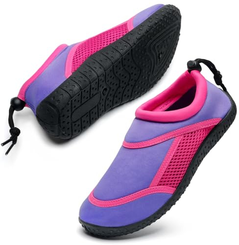 HKR Mädchen Wasserschuhe Leicht Aquaschuhe Strandschuhe Schwimmschuhe Kinder Lilac/Pink 37 EU