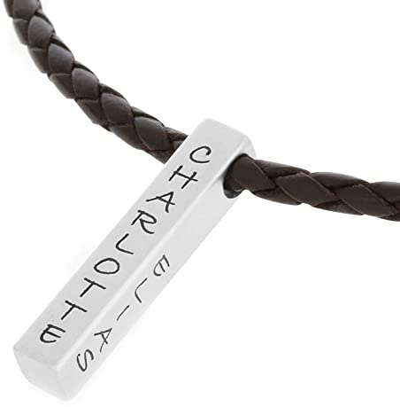 Herren Lederkette Gravur 925 Silber Herrenkette Männerschmuck Kette Koordinaten Geschenk Mann Männerkette personalisiert Namenskette Silberbarren