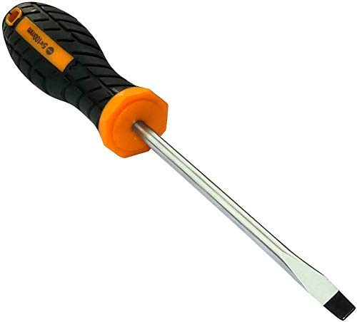 AERZETIX - C45675 - Tournevis plat classique 5x100mm pour vis à Fente - Pointe Aimantée/Magnétique - Poignée Antidérapante Bi-Matière - Lame en Acier/CR-V/