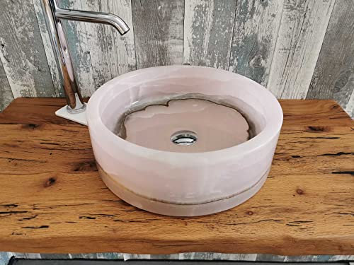 Waschbecken aus Marmor 2 Onyx Rosa Onyx Pink Größe 43 cm echte Fotos des Waschbeckens Waschbecken Badezimmer Spülbecken Badezimmer