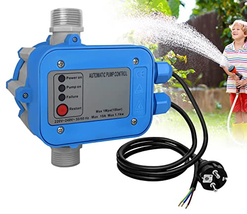 LARS360 Elektronische Druckschalter Pumpensteuerung Automatische Tiefbrunnenpumpe Manometer mit Stecker für Hauswasserwerk Gartenbewässerung Tiefbrunnenpumpe (Type A)