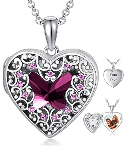 Dorunmo Damen Herz Medaillon Silber 925 zum Öffnen 925 Silber Medaillon mit Kristall mit Kette 45 cm mit Elegante Geschenkverpackung Geschenk für Sie Frau Freundin Mama Geburtstag/Weihnachten