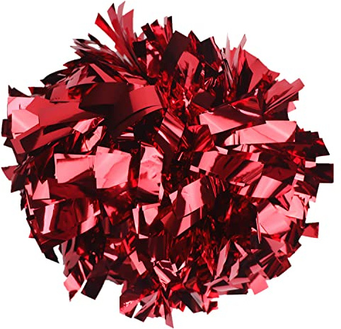 GUIFIER 2 Stücke 6 Zoll Cheerleader Pompons mit Schlagstockgriff, Metallic Cheerleading Pom Poms Handblume, Tanz Pompoms Cheerleader Kinder Cheers Balls, Cheerleader Puschel Teamgeist