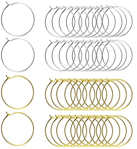 Hyakoz 200 Stück Weinglas Ringe Anhänger 30 * 25mm Charm Rings Markierungen Wein Glas Charme Ring für DIY Handwerk Party Favors (Gold und Silber)