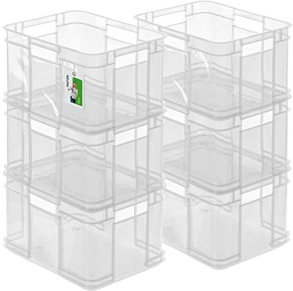PAFEN 6x Euro Stapelbox 16l - 35 x 27 x 21 cm - Aufbewahrungsbehälter Euro-box Transparent Stapelkasten Transport Eurobehälter aus PP