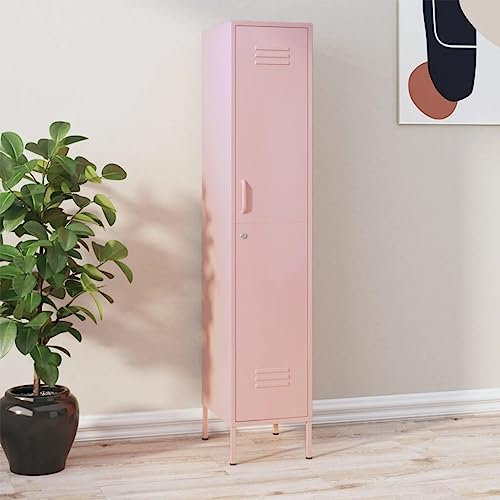 BUKSCYJS Unterschrank KüChe,Mobiles BüCherregalschließFachschrank Rosa 35x46x180 cm Stahlgeeignet FüR Schlafzimmer, GäRten, Kleine RäUme, Spielzimmer, WohnräUme