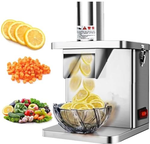 Cortador Eléctrico de Verduras de 250W, Cortador Eléctrico de Alimentos con Dados/Rallado/Rebanado, Moldes para Cortar en Cubitos de 6/8/9/12/15mm