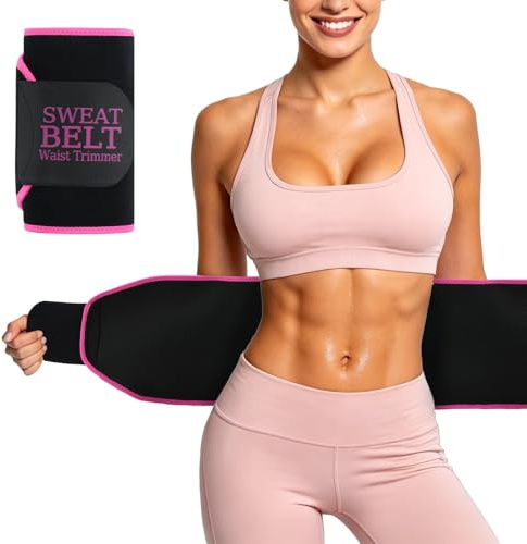 Lisacool Waist Trainer for Women Lower Belly Fat,Waist Sweat Band for Women,Belly Band Sweat Belt,Stomach Wrap,Body Shaper Black/Pink