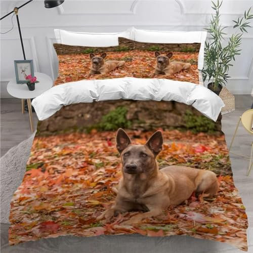 EXSANLIEAY Tier BettwäSche 200x200 Hetzen Muster Wende BettwäSche-Sets Microfaser Bettbezug & 2 Kissenbezug 80x80 mit Reißverschluss, Weich & Bügelfrei, Als Ganzjahres-Bettwäsche Geeignet