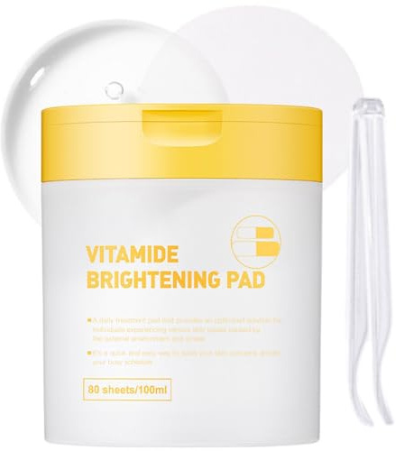 Vitamide Brightening Toner Face Wipes, 80 - Vegan Hypoallergenic Face Pads With Niacinamide, Sea Buckthorn - Radiance Boost Pads For Clear, Illuminate Skin