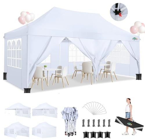 COBIZI Faltpavillon 3X6m Wasserdicht Stabil Pavillon 3x6m, Partyzelt Faltbar Anti-UV mit 6 Seitenwänden, Gartenpavillon für Hochzeiten, Freien, Garten, Party