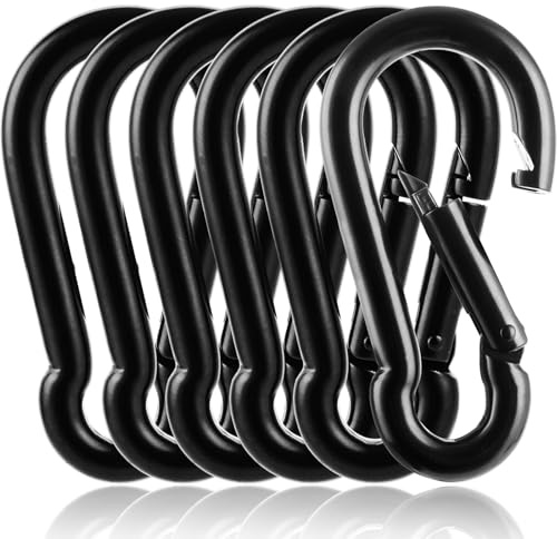 FWEEK 6 Stück M10 Karabinerhaken Schwarz,10x100 mm Groß Karabinerhaken Edelstahl, 600 kg/1200 lb Tragkraft Karabiner Edelstahl für Schwerlast Karabiner