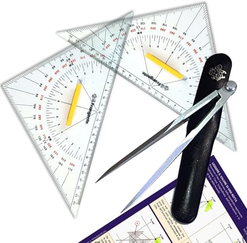 Set Squadrette e Compasso nautici - Kit Carteggio nautico Seaman - Corredo Il Frangente STR 35