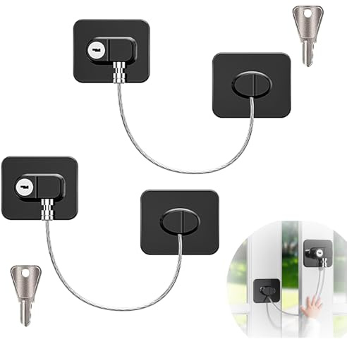 2 stycken kylskåpslås med nyckel, barnsäkring, skåp, tvättmaskiner, låsskåp, säkring för barn, lås, toalettlås, barn för kylskåp, skåp, garderob (svart)