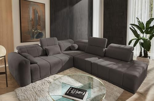 All4All Ecksofa mit Schlaffunktion Rico IX 287 cm x 300 cm - Schlafsofa mit Bettkasten - Eckcouch XXL - Wohnlandschaft L-Fom - Taupe - Chenille Gewebe - Seite Rechts - Modern 26