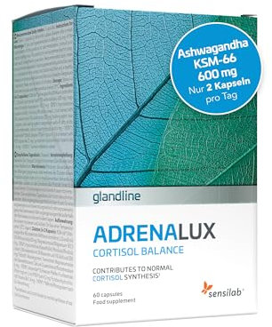 AdrenaLux con 600 mg Ashwagandha KSM-66 e Rhodiola Rosea con Magnesio, Pepe Nero e Vitamina B6 - Cortisolo - 60 Capsule, Sensilab