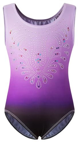 EKalgretrA Gymnastikanzug Mädchen Gymnastikanzug for Mädchen, Tanz, Ballett, einteilig, glänzend, Diamant(Color2,S(3-4Y))
