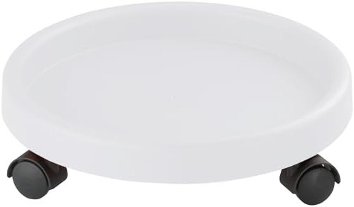 Dörner + Helmer Pflanzenroller, Rund, 34cm Durchmesser, 35kg Tragkraft, Lenkrollen, für Indoor & Outdoor, Weiß