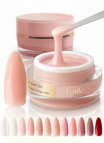 No File Aufbaugel für Gelnägel ALMOND NUDE 15ml für Profis & Anfänger als UV Gel SELBSTGLÄTTEND OHNE FEILEN · für UV & LED geeignet · pinchbar, mittelviskos
