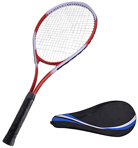 27-Zoll-Tennisschläger mit Vergrößertem Gewindeloch, Integriertem Gebrochenem Windrahmendesign und Verbesserter Stabilität für Erwachsene, Studenten, Frauen und Männer (Rot)