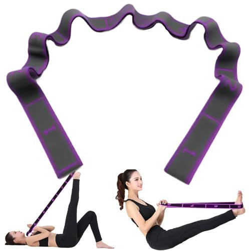 JEYORZY 1Pcs Bandas Elasticas Fitness, Banda de Estiramiento de Yoga, Banda Elastica Pilates, Banda Elástica de Resistencia con 9 Hebillas para Pilates, Yoga, Fitness, Gimnasia y Danza