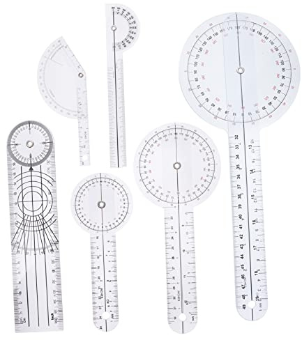 jojofuny Set da 6 Pezzi Goniometro Fisioterapia in Plastica Righello Rotante 360 Gradi per Valutazione Medica e Misurazione Articolare Portatile