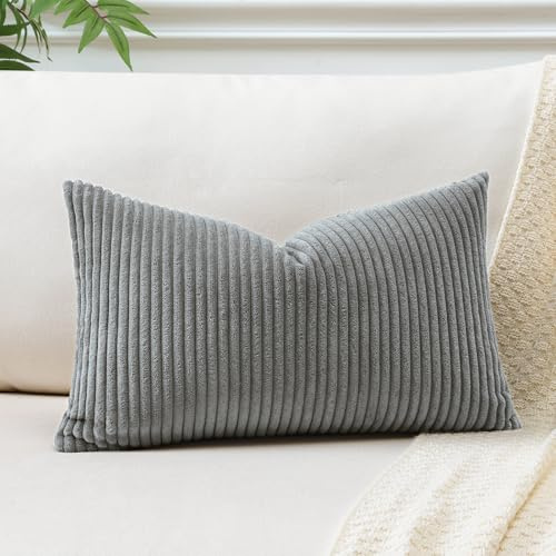 JOTOM 1 Stück Cord Kissenbezug Kissenhülle Dekorative Zierkissen Sofakissen Couchkissen Dekokissen Zierkissenbezug Deko Kissenbezüge für Sofa Wohnzimmer (40x60cm, Grau)