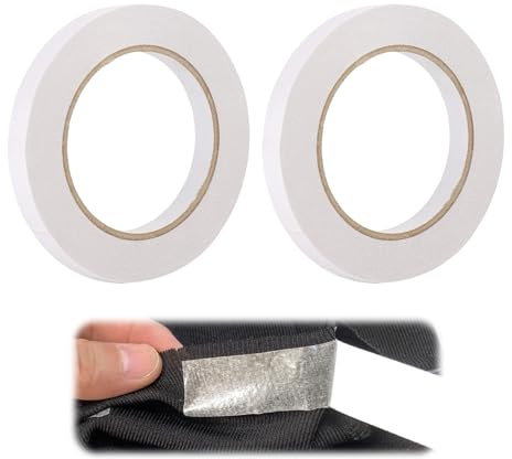 UZYXC 3 Pcs Nastro in tessuto double face, 1/2 pollici x 100 piedi senza cuciture, nastro trasparente autoadesivo per tende, orlo senza ferretto, fascia per stregoneria per tende, fettuccia per tende