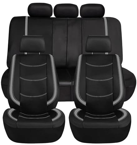 YNEION Auto-Sitzbezug Komplettset, für Opel Grandland X 2017-2022 2023 2024 2025 PU Leder Auto-Schonbezüge die Vordersitze Rückbank Autositzbezüge Set Auto-Zubehör Innenraum,A