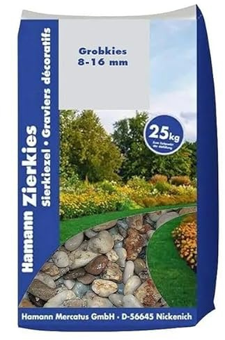 Hamann Mercatus GmbH Grobkies 8-16 mm 25 kg Garten Beet Hof Einfahrt Drainage Dekoration Pflaster und Wege Witterungsbeständig Wasserdurchlässig