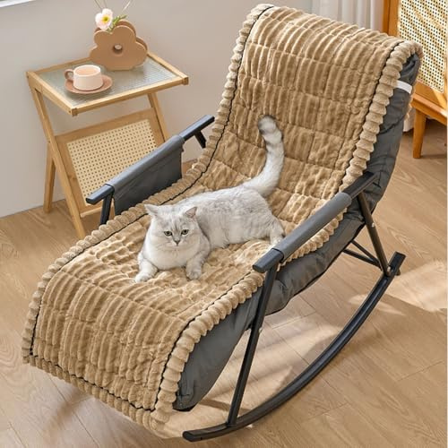 Generisch Sesselschoner Relaxsessel Sesselüberwurf, Weiche Plüsch Sesselauflage, Anti-Rutsch Schonbezug, Flauschiger für Haustiere, Sofa Waschbar Sesselbezüge für Haustieren Hund,Braun,60 * 180cm
