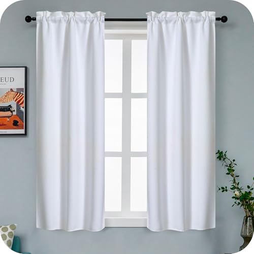 GIRASOLE HOME Coppia Tende Fiji Bianche Semi Oscuranti Termiche Morbide Tinta Unita 2 Pannelli da 55x150cm con Tasca, Bianco