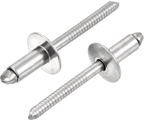 QUARKZMAN 25Pcs 1/4x1/2 304 Acero Inoxidable Remaches De Cabeza Redonda Con Gran Brida, Remaches Ciegos De Extremo Abierto Con Gran Tapa Para Construcción, Construcción Naval (Plateado)
