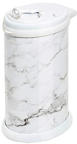 Ubbi Stainless Steel Nappy Bin, Odour Locking, No Special Bag Required, Award-Winning Diaper Pail, Cassette Free Disposal System, Marble