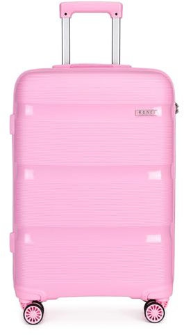 KONO Valigia Trolley Rigida Bagaglio a Mano 55cm Leggero in Polipropilene Valige con 4 Ruote e TSA Lucchetto (S, Rosa)