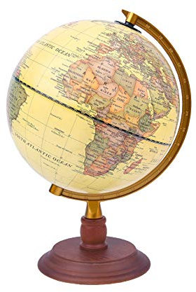 Exerz 20cm Antiker Globus Mit Holzfuß - Englische Karte - Für Kinder Büro Deko - Schülerglobus Morden Map Mit Antiker Farbe - Durchmesser 20cm