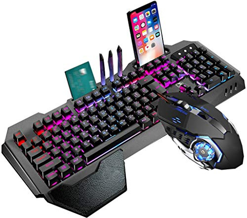 Clavier gamer Clavier Mécanique Étanche Souris Combo, Plumier, Téléphone Mobile Porte-fente Repose-poignets, Clavier D'ordinateur Ergonomique / Clavier De Jeu For PC Windows, Ordinateur De Bureau clav